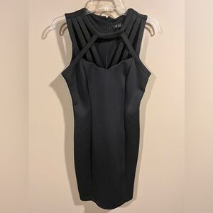 GUESS Black Sleeveless Cutout MIDI Fitted Dress Small Career Office Cocktail